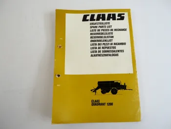 Claas Quadrant 1200 Ballenpresse Ersatzteilliste Spare Parts List 1992