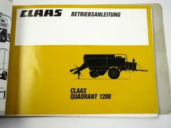 Claas Quadrant1200 Rechteck Ballenpresse Betriebsanleitung 1990