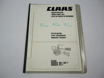 Claas Ranger 907 907T 911T Vorsatzgeräte Ersatzteilliste Ersatzteilkatalog 1995