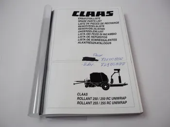Claas Rollant 250 250RC Uniwrap Presse Ersatzteilliste Parts List 2003