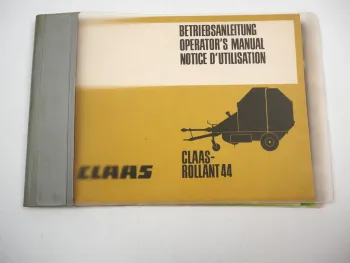 Claas Rollant 44 Ballenpresse Betriebsanleitung 1983