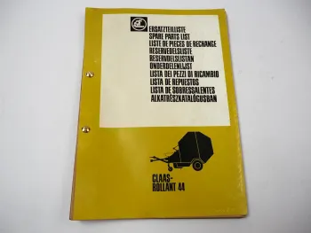 Claas Rollant 44 Rundballenpresse Ersatzteilliste Spare Parts List 1983