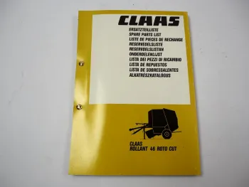 Claas Rollant 46 Roto Cut Presse Ersatzteilliste Spare Parts List 1995