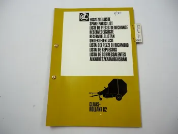 Claas Rollant 62 Rundballenpresse Ersatzteilliste Ersatzteilkatalog 1979