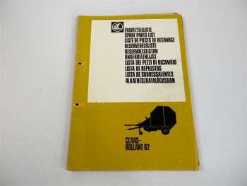 Claas Rollant 62 Rundballenpresse Ersatzteilliste Spare Parts List 1981