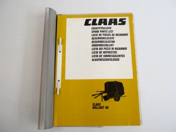 Claas Rollant 66 Rundballen Presse Ersatzteilliste Spare Parts List 1991