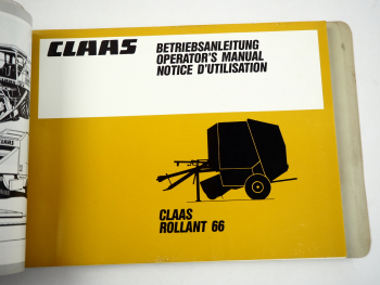 Claas Rollant 66 Rundballenpresse Betriebsanleitung 1991