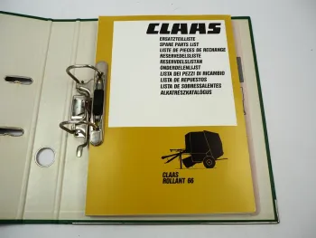 Claas Rollant 66 Rundballenpresse Ersatzteilliste Ersatzteilkatalog 1994