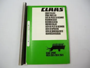 Claas Sprint 260 280 330 440 K Ladewagen Ersatzteilliste Spare Parts List 1985