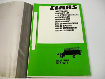 Claas Sprint 324K 334K Ladewagen Ersatzteilliste Spare parts List 1991