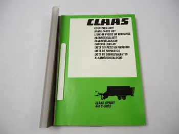 Claas Sprint 330S 440S Ladewagen Ersatzteilliste Spare Parts List 1986