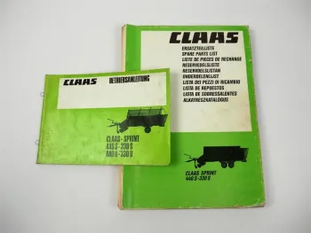 Claas Sprint 330S 440S Lagewagen Betriebsanleitung Wartung Ersatzteilliste 1985
