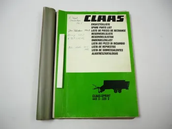 Claas Sprint 335S 445S Ladewagen Ersatzteilliste Spare Parts List 1989