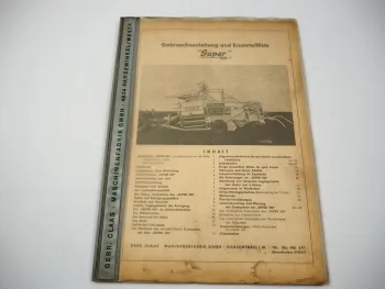 Claas Super 500 Strohpresse für Schlepperanbau Betriebsanleitung Ersatzteilliste