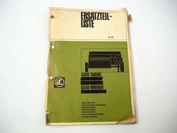Claas Trabant Dominant Presse Ersatzteilliste Ersatzteilkatalog 1973