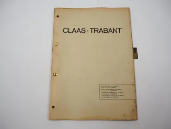 Claas Trabant Hochdruckpresse Ersatzteilliste Ersatzteilkatalog ca. 1970er Jahre
