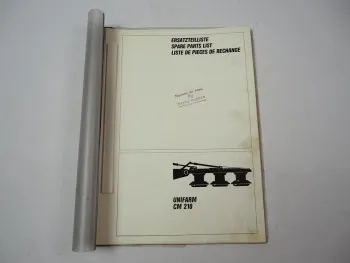 Claas Unifarm CM 210 Mähwerk Ersatzteilliste Spare Parts List 1990