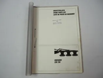 Claas Unifarm CM 210 Mähwerk Ersatzteilliste Spare Parts List 1991