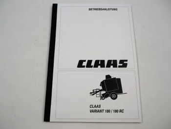Claas Variant 180 180RC Ballenpresse Betriebsanleitung & Hydraulik Elektrik Schaltplan
