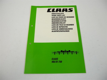 Claas Volto 750 Kreiselheuer Heuwender Ersatzteilliste Spare Parts List 1996