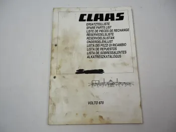 Claas Volto 870 Kreiselheuer Ersatzteilliste Spare Parts List 2003