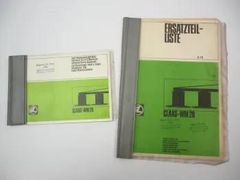 Claas WM 20 Mähwerk Betriebsanleitung Wartung Ersatzteilliste 1978
