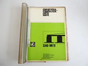 Claas WM 24 Ersatzteilliste Spare Parts List Liste de pieces de rechange 1978