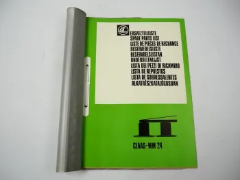 Claas WM 24 Ersatzteilliste Spare Parts List Liste de pieces de rechange 1984