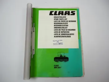 Claas WM 250 F Mähwerk Ersatzteilliste Spare Parts List Liste de Pieces 1987