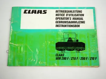 Claas WM 290 270 250 210 F Mähwerk Betriebsanleitung Bedienungsanleitung