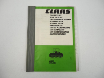 Claas WM250F Frontmähwerk Ersatzteilliste Spare Parts List 1988