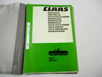 Claas WM290F Wirbelmähwerk Ersatzteilliste Ersatzteilkatalog 1990