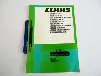 Claas WM290F Wirbelmähwerk Ersatzteilliste Spare Parts List 1990