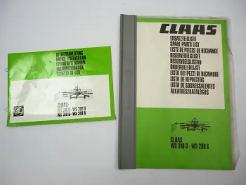 Claas WS 310S 280S Schwader Betriebsanleitung Wartung Ersatzteilliste 1983/85