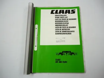 Claas WS 660 Hydro Schwader Ersatzteilliste Spare Parts List 1989