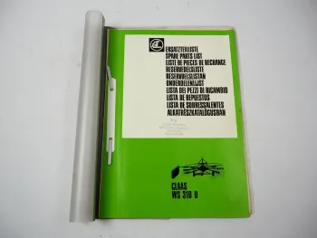Claas WS310U Schwader Ersatzteilliste Liste de Pieces de Rechange 1983