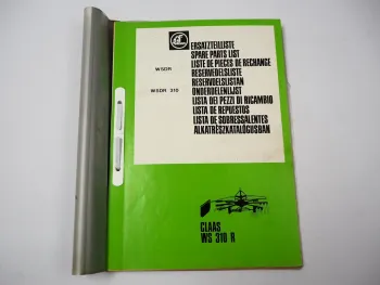 Claas WSDR WS 310 R Schwader Ersatzteilliste Liste de Pieces de Rechange 1981/83