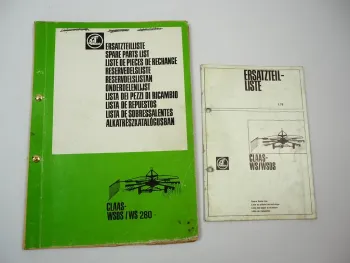 Claas WSDS WS 280 Schwader Ersatzteilliste Ersatzteilkatalog 1976 1980