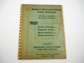 Claeys M103 Combine Mähdrescher Sonderausrüstung Ersatzteilliste Parts List