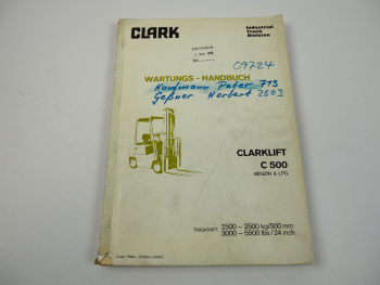 Clark C500 Benzin LPG Gabelstapler Werkstatthandbuch Wartung 1973/76