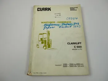 Clark C500 Benzin LPG Gabelstapler Werkstatthandbuch Wartung 1973/76