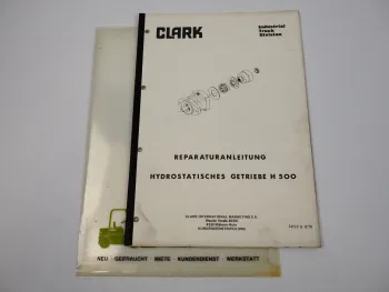 Clark H500 Hydrostatisches Getriebe Reparaturanleitung Werkstatthandbuch 1976