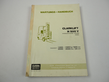 Clark H500Y 20 25 30 Gabelstapler Wartungshandbuch Werkstatthandbuch 1975