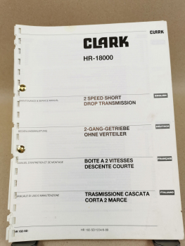 Clark HR18000 Getriebe Werkstatthandbuch Reparaturanleitung Service Manual
