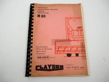 Clayson Claeys M80 Serie 79 Combine Mähdrescher Ersatzteilliste Parts List