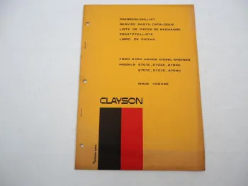 Clayson Ford 2700 2701 2703 2704 E C Dieselmotor Ersatzteilliste Parts List 1972