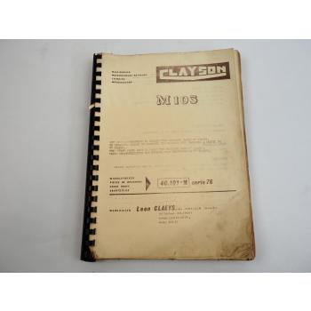 Clayson M103 Serie 76 Mähdrescher Ersatzteilliste Spare Parts List