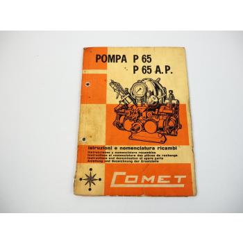 Comet P65 P65A.P. Pompa Pumpe Bedienungsanleitung Ersatzteilliste