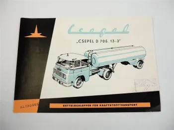 Csepel D705.13-3 Sattelschlepper Tankwagen für Kraftstoff Prospekt 1962 Ungarn