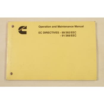 Cummins EC Directives -89/392/EEC -91/368/EEC Operation and Maintenance Manual